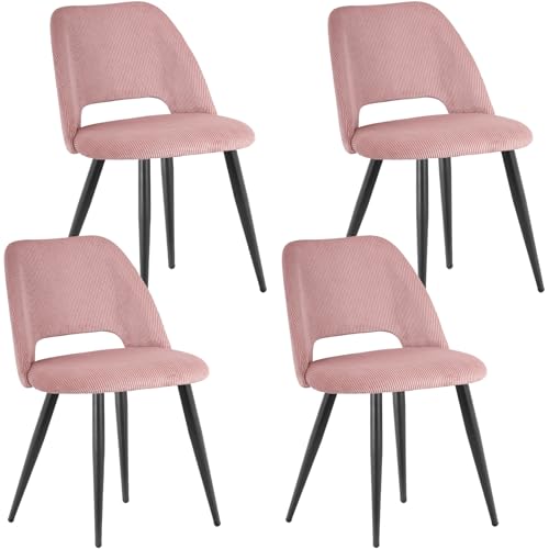 ANVOFONG Esszimmerstühle 4er Set,Küchenstuhl mit Unabhängige Beine,Kordsamt Gepolsterter Stuhl,Rosa loungesessel,für Esszimmer,Wohnzimmer,Küche,Schlafzimmer und Empfangsraum von ANVOFONG