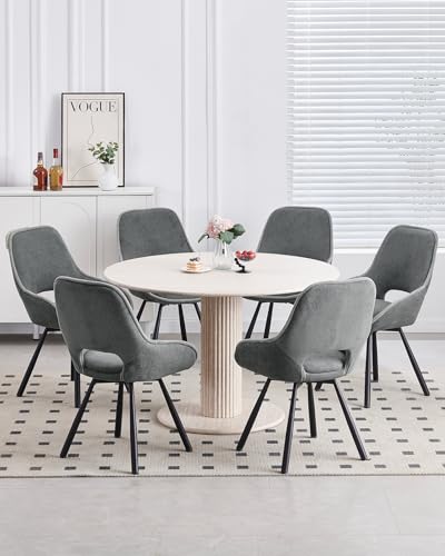 ANVOFONG Esszimmerstühle 6er Set,Drehstuhl mit Armlehnen Rückenlehne,Ausgeschnittene atmungsaktive Esszimmer Stuhl,Dickes Schaumstoff-Kissen Polsterstuhl,dunkelgrau von ANVOFONG