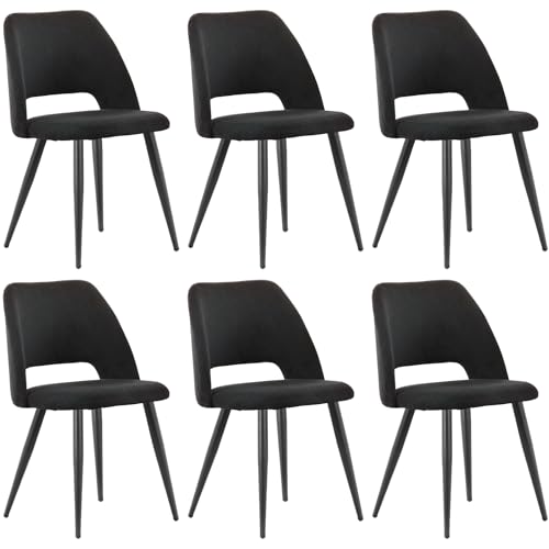 ANVOFONG Esszimmerstühle 6er Set,Küchenstuhl mit Unabhängige Beine,Kordsamt Gepolsterter Stuhl,Schwarz loungesessel,für Esszimmer,Wohnzimmer,Küche,Schlafzimmer und Empfangsraum von ANVOFONG