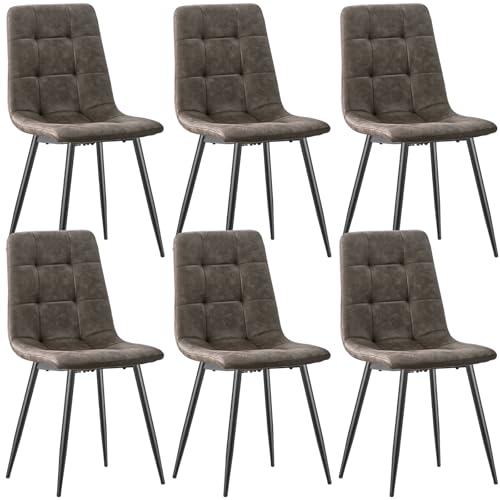 ANVOFONG Esszimmerstühle 6er Set,küchenstühle mit Metallfuß,für Stühle Esszimmer, Wohnzimmer, Küche, Schlafzimmer und Empfangsraum-Dunkelbraun von ANVOFONG