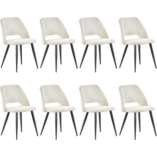ANVOFONG Esszimmerstühle 8er Set,Küchenstuhl mit Unabhängige Beine,Kordsamt Gepolsterter Stuhl,Beige loungesessel,für Esszimmer,Wohnzimmer,Küche,Schlafzimmer und Empfangsraum von ANVOFONG