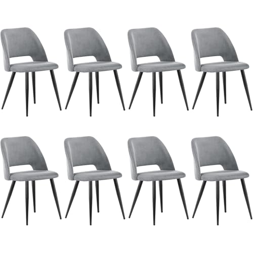 ANVOFONG Esszimmerstühle 8er Set,Küchenstuhl mit Unabhängige Beine,Kordsamt Gepolsterter Stuhl,loungesessel,für Esszimmer,Wohnzimmer,Küche,Schlafzimmer,grau von ANVOFONG