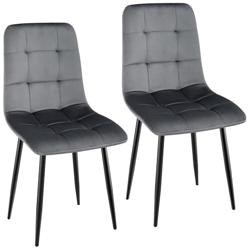 ANVOFONG Esszimmerstuhl 2er Set, Verdickte Holländischen Samt Kissen Esszimmerstuhl Geeignet für Esszimmer Küche Essen, Studie Lesen, Wohnzimmer Freizeit, Dunkelgrau. von ANVOFONG