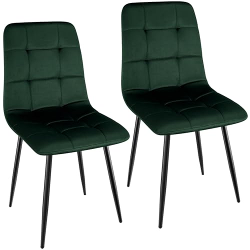 ANVOFONG Esszimmerstuhl 2er Set, Verdickte Holländischen Samt Kissen Esszimmerstuhl Geeignet für Esszimmer Küche Essen, Studie Lesen, Wohnzimmer Freizeit, Dunkelgrün. von ANVOFONG
