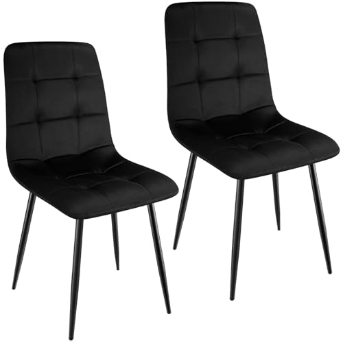 ANVOFONG Esszimmerstuhl 2er Set, Verdickte Holländischen Samt Kissen Esszimmerstuhl Geeignet für Esszimmer Küche Essen, Studie Lesen, Wohnzimmer Freizeit, Schwarz. von ANVOFONG