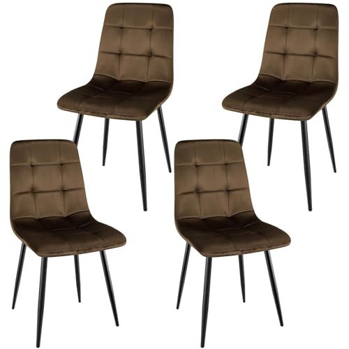 ANVOFONG Esszimmerstuhl 4er Set, Verdickte Holländischen Samt Kissen Esszimmerstuhl Geeignet für Esszimmer Küche Essen, Studie Lesen, Wohnzimmer Freizeit, Braun. von ANVOFONG