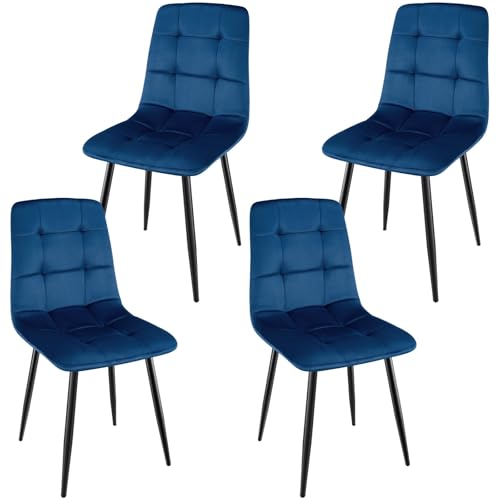 ANVOFONG Esszimmerstuhl 4er Set, Verdickte Holländischen Samt Kissen Esszimmerstuhl Geeignet für Esszimmer Küche Essen, Studie Lesen, Wohnzimmer Freizeit, Dunkelblau. von ANVOFONG