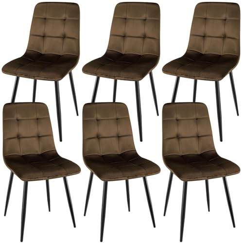 ANVOFONG Esszimmerstuhl 6er Set, Verdickte Holländischen Samt Kissen Esszimmerstuhl Geeignet für Esszimmer Küche Essen, Studie Lesen, Wohnzimmer Freizeit, Braun. von ANVOFONG