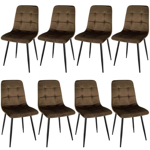 ANVOFONG Esszimmerstuhl 8er Set, Verdickte Holländischen Samt Kissen Esszimmerstuhl Geeignet für Esszimmer Küche Essen, Studie Lesen, Wohnzimmer Freizeit, Braun. von ANVOFONG
