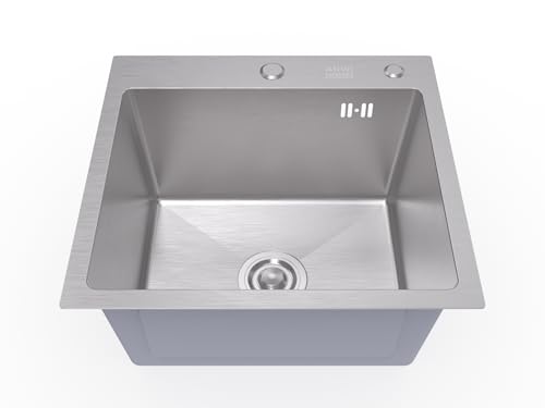 ANW HOME Spülbecken Küche 48x45 cm mit Siphon, Abtropfgestell & Seifenspender 350ml, Waschbecken Küche Edelstahl 304 mit 2 HahnLöcher, Spüle Spülbecken Edelstahl, Edelstahlspüle Einbauspüle ANW HOME Spülbecken Küche 48x45 cm mit Siphon, Abtropfgestell & Seifenspender 350ml, Waschbecken Küche Edelstahl 304 mit 2 HahnLöcher, Spüle Spülbecken Edelstahl, Edelstahlspüle Einbauspüle von ANW HOME