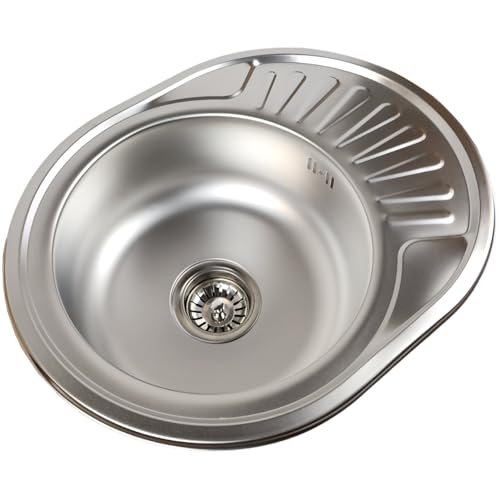 ANW HOME Küchenspüle Edelstahl mit Abtropffläche 57x45 cm mit Siphon, Spüle Küche, Waschbecken Klein Rund, Spülbecken Küche, Spüle Spülbecken Edelstahl, Kitchen Sink Satin ANW HOME Küchenspüle Edelstahl mit Abtropffläche 57x45 cm mit Siphon, Spüle Küche, Waschbecken Klein Rund, Spülbecken Küche, Spüle Spülbecken Edelstahl, Kitchen Sink Satin von ANW HOME