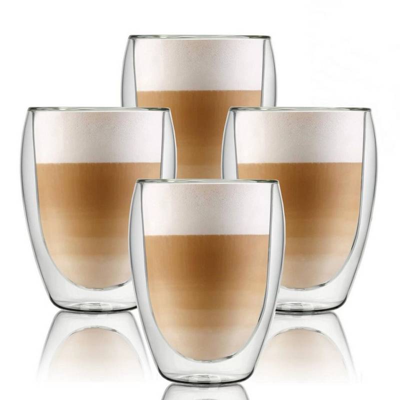 ANWA Thermoglas 4x Doppelwandige Gläser schlicht Thermogläser 350ml Kaffee Tee, Glas, doppelwandig ANWA Thermoglas 4x Doppelwandige Gläser schlicht Thermogläser 350ml Kaffee Tee, Glas, doppelwandig von ANWA