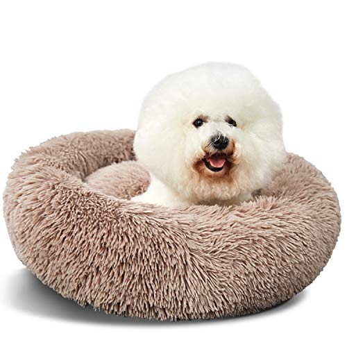 ANWA Waschbar Rundes Hundebett klein, Donut Hundebett für Kleine/ Mittlere Hunde, weiches Plüsch Hunde Haustierbett von ANWA
