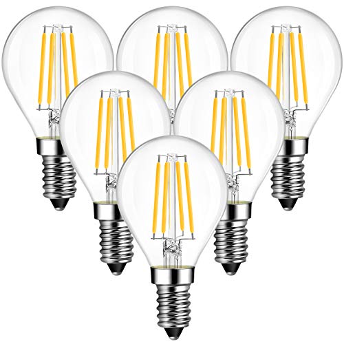 ANWIO E14 LED Lampe Tropfenform P45, 5.5W (60W Equivalent) Fadenlampe, 2700K Warmweiß Glühbirne, ultrahell 806 lm Leuchtmittel Topfenlampe, Filamentstil Klar, Nicht Dimmbar, 6er-Pack von ANWIO