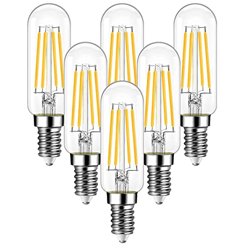 ANWIO E14 LED Leuchtmittel 4.5W Filament Lampe, T25 470LM Edison LED, Ersetzt 40w Glühbirne, Warmweiß 2700K, Nicht Dimmbar, Glühbirne für Kronleuchter Kühlschrank Dunstabzugshaube, 6er-Pack von ANWIO