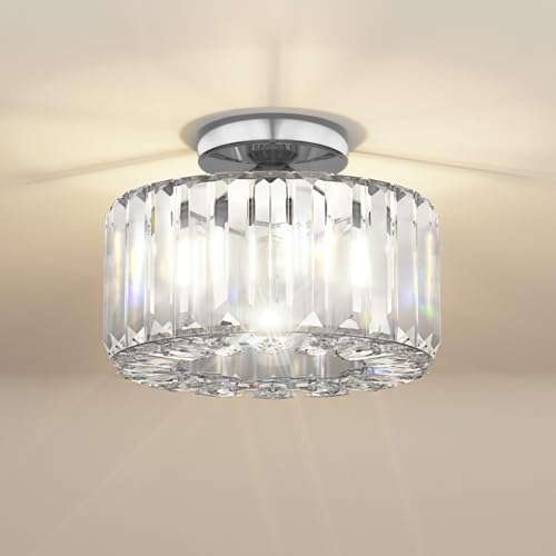 ANWIO Kristall Deckenleuchte LED Modern Hängend Kronleuchter Schlafzimmer Küche Esszimmer Flur Balkon, Silber, Φ27CM ANWIO Kristall Deckenleuchte LED Modern Hängend Kronleuchter Schlafzimmer Küche Esszimmer Flur Balkon, Silber, Φ27CM von ANWIO