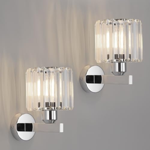 ANWIO Kristall Wandleuchte Chrom, E27 Wandlampe Korridor, Wandstrahler Wohnzimmer, Kristall Flurlampe, Glas Wandbeleuchtung für Schlafzimmer Balkon Flur Eingangsbereich, 2 Stück ANWIO Kristall Wandleuchte Chrom, E27 Wandlampe Korridor, Wandstrahler Wohnzimmer, Kristall Flurlampe, Glas Wandbeleuchtung für Schlafzimmer Balkon Flur Eingangsbereich, 2 Stück von ANWIO