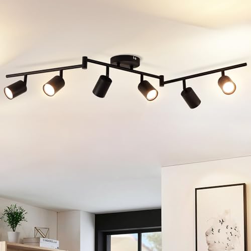 ANWIO LED Deckenstrahler 6 Flammig, GU10 Deckenlampe Schwarz LED Deckenleuchte, Industrial Wandstrahler, Modern Deckenspot 230V für Wohnzimmer Schlafzimmer Küchen (Ohne Leuchtmittel) EUS-EA190811 von ANWIO