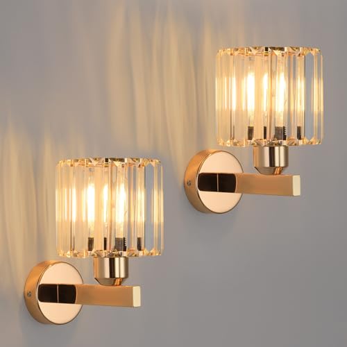 ANWIO Moderne Goldene Kristall Wandleuchte Φ19CM, E27 Wohnzimmer Wandlampe, LED Kristall Wand Lampen, Gold Wandleuchte Flur Treppenhaus, Kristallwandleuchte für Wohnzimmer Korridor Esszimmer, 2 Stück ANWIO Moderne Goldene Kristall Wandleuchte Φ19CM, E27 Wohnzimmer Wandlampe, LED Kristall Wand Lampen, Gold Wandleuchte Flur Treppenhaus, Kristallwandleuchte für Wohnzimmer Korridor Esszimmer, 2 Stück von ANWIO