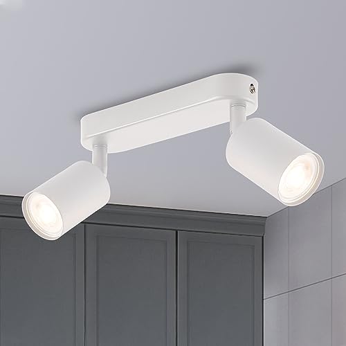 ANWIO Deckenstrahler 2 Flammig Weiß, GU10 Deckenlampe Strahler Schwenkbar, Spotleuchte Drehbar Deckenspots für Küche, Schlafzimmer, Wohnzimmer, Flur, (ohne Glühbirnen) EUS-EA190811-10-02RW von ANWIO