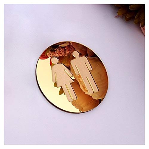ANWUYANG SHU 3D Acryl Spiegel Runder WC-Tür-Zeichen Männer Frauen Badezimmer WC Schwarz Gold Silber Modern Holz Grundwandaufkleber Ausgangsdekor (Color : Gold Mirror, Size : 12cm (4.7 in)) von ANWUYANG