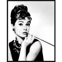 ANY IMAGE Digitaldruck »Audrey Hepburn raucht«, Rahmen: Buchenholz, Schwarz von ANY IMAGE