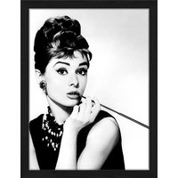 ANY IMAGE Digitaldruck »Audrey Hepburn raucht«, Rahmen: Buchenholz, Schwarz von ANY IMAGE