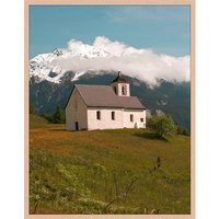 ANY IMAGE Digitaldruck »Kirche in die Alpen«, Rahmen: Buchenholz, natur - braun von ANY IMAGE