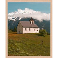 ANY IMAGE Digitaldruck »Kirche in die Alpen«, Rahmen: Buchenholz, natur - braun von ANY IMAGE