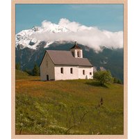 ANY IMAGE Digitaldruck »Kirche in die Alpen«, Rahmen: Buchenholz, natur - braun von ANY IMAGE