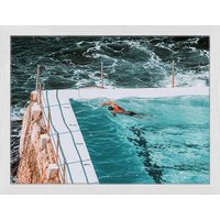 ANY IMAGE Digitaldruck »Ozeanschwimmbad«, Rahmen: Buchenholz, weiß - weiss von ANY IMAGE