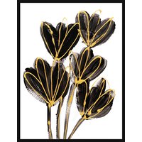 ANY IMAGE Digitaldruck »Schwarze Blumen«, Rahmen: Buchenholz, Schwarz von ANY IMAGE