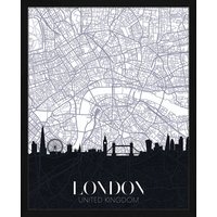 ANY IMAGE Digitaldruck »Stadtplan London«, Rahmen: Buchenholz, Schwarz von ANY IMAGE