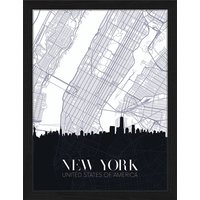 ANY IMAGE Digitaldruck »Stadtplan New York«, Rahmen: Buchenholz, Schwarz von ANY IMAGE