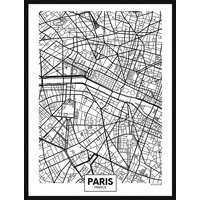 ANY IMAGE Digitaldruck »Stadtplan Paris«, Rahmen: Buchenholz, Schwarz von ANY IMAGE