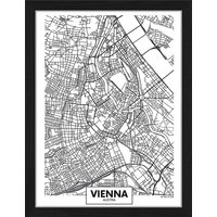 ANY IMAGE Digitaldruck »Stadtplan Vienna«, Rahmen: Buchenholz, Schwarz von ANY IMAGE