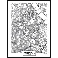 ANY IMAGE Digitaldruck »Stadtplan Vienna«, Rahmen: Buchenholz, Schwarz von ANY IMAGE