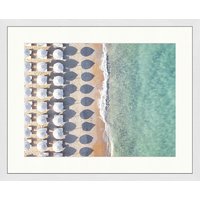 ANY IMAGE Digitaldruck »Strand mit Sonnenschirmen«, Rahmen: Buchenholz, weiß - weiss von ANY IMAGE