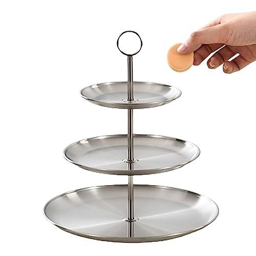 Tortenständer,3 Etagen,runder Obstkuchenständer,Dessert-Display,Metall Kuchenständer,Tortenplatte Obstschale Dessert Cupcake Ständer,Abnehmbarer Dessertständer,für Teeparty,Hochzeiten,Partys (Silver) von ANYBOY