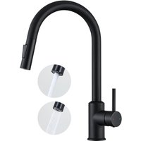 Anycee Max Ausziehbarer Edelstahl Küchenwasserhahn – 360° drehbarer Küchenspülen-Mischbatterie – 2 Wasserauslassmodi Küchenarmatur – Schwarz von ANYCEE MAX