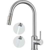 Anycee Max Ausziehbarer Edelstahl Küchenwasserhahn – 360° drehbarer Küchenspülen-Mischbatterie – 2 Wasserauslassmodi Küchenarmatur – gebürstet von ANYCEE MAX