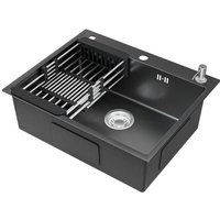 Anycee Max Küchenspüle 60 x 49 cm Edelstahl Einzelbecken mit Abtropfkorb und Seifenspender, Anthrazit Anycee Max Küchenspüle 60 x 49 cm Edelstahl Einzelbecken mit Abtropfkorb und Seifenspender, Anthrazit von ANYCEE MAX