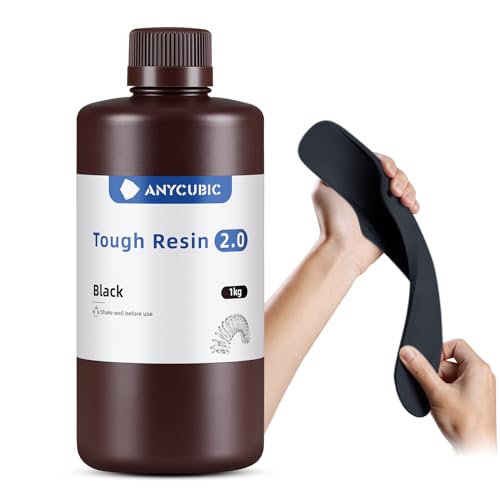 ANYCUBIC Tough 3D Drucker Resin, Nicht Spröde, Hohe Schlagfestigkeit und Hohe Präzision, UV 405nm Rapid Photopolymer Resin für 4/6/8K geeignet LCD Resin 3D Printer (Schwarz,1000g) von ANYCUBIC