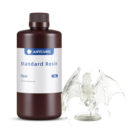 ANYCUBIC 3D Drucker Resin, UV 405nm Standard Rapid Photopolymer Resin, mit Hoher Genauigkeit und Schneller Aushärtung und Hervorragender Fließfähigkeit für den LCD DLP 3D Printer (Transluzent,1000g) von ANYCUBIC