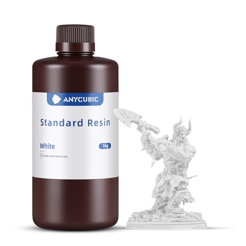 ANYCUBIC 3D Drucker Resin, UV 405nm Standard Rapid Photopolymer Resin, mit Hoher Genauigkeit und Schneller Aushärtung und Hervorragender Fließfähigkeit für den LCD DLP 3D Printer (Weiß,1000g) von ANYCUBIC