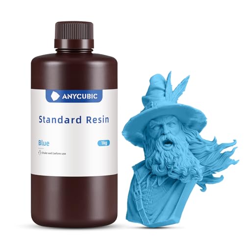 ANYCUBIC 3D Drucker Resin, UV 405nm Standard Rapid Photopolymer Resin, mit Hoher Genauigkeit und Schneller Aushärtung und Hervorragender Fließfähigkeit für den LCD DLP 3D Printer (Blau,1000g) von ANYCUBIC