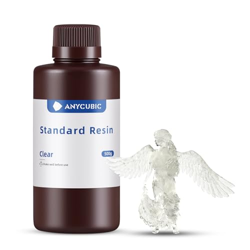 ANYCUBIC 3D Drucker Resin, UV 405nm Standard Rapid Photopolymer Resin, mit Hoher Genauigkeit und Schneller Aushärtung und Hervorragender Fließfähigkeit für den LCD DLP 3D Printer (Klar,500g) von ANYCUBIC