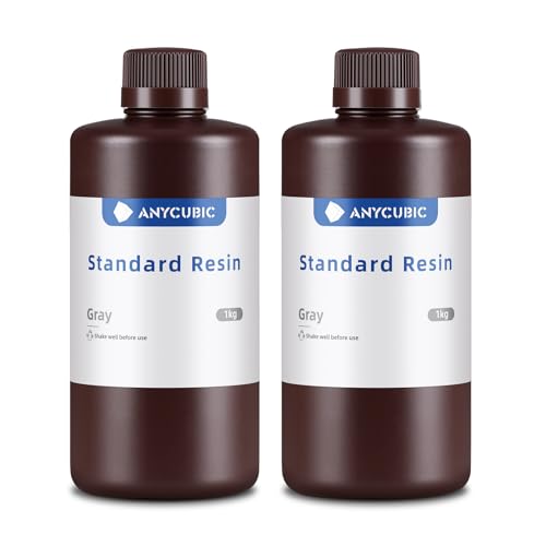 ANYCUBIC 3D Drucker Resin, UV 405nm Standard Rapid Photopolymer Resin, mit Hoher Genauigkeit und Schneller Aushärtung und Hervorragender Fließfähigkeit für den LCD DLP 3D Printer (Grau,1kg,2 Pcs) von ANYCUBIC