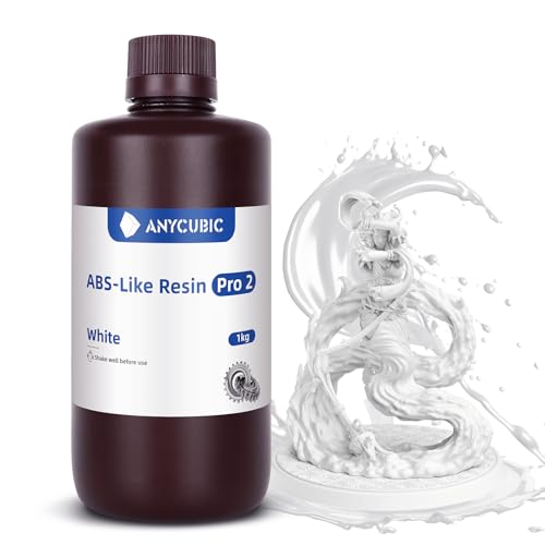 ANYCUBIC ABS-Like Resin Pro 2, 3D Drucker Resin mit erhöhter Festigkeit und Zähigkeit, Hoher Präzision und Geringe Schrumpfung, Weitgehende Kompatibilität mit allen Resin 3D Druckern (Weiß,1000g) von ANYCUBIC