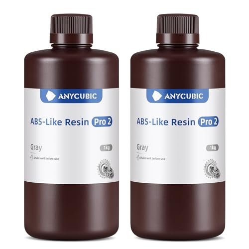 ANYCUBIC ABS-Like Resin Pro 2, Grau 2pcs, 3D Drucker Resin mit erhöhter Festigkeit und Zähigkeit, Hoher Präzision und Geringe Schrumpfung, Weitgehende Kompatibilität mit allen Resin 3D Druckern von ANYCUBIC